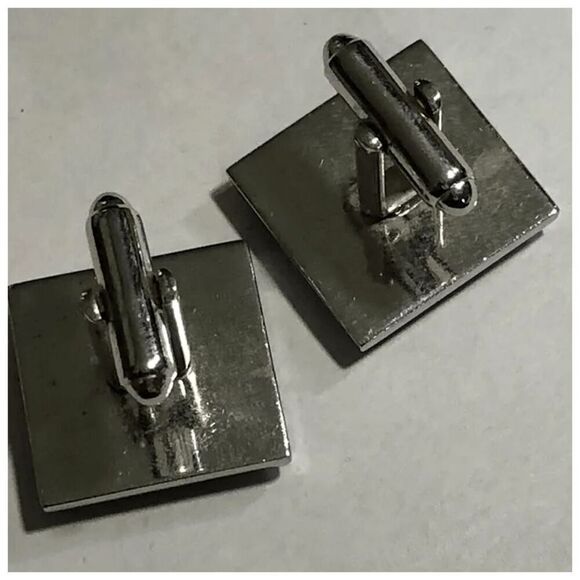 Vintage DANTE Modernist Silvertone & Blue Sodalite Stone Cufflinks - Picture 6 of 6